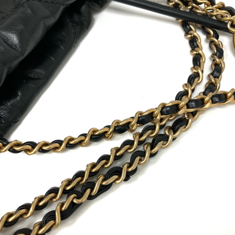 △ Chanel 香奈兒 Mini 22Bag Black Calfskin Gold Tone Metal Chain 2Way Bag AS3980 黑色小牛皮金色金屬鏈條兩用袋 AS3980 -257025692-18