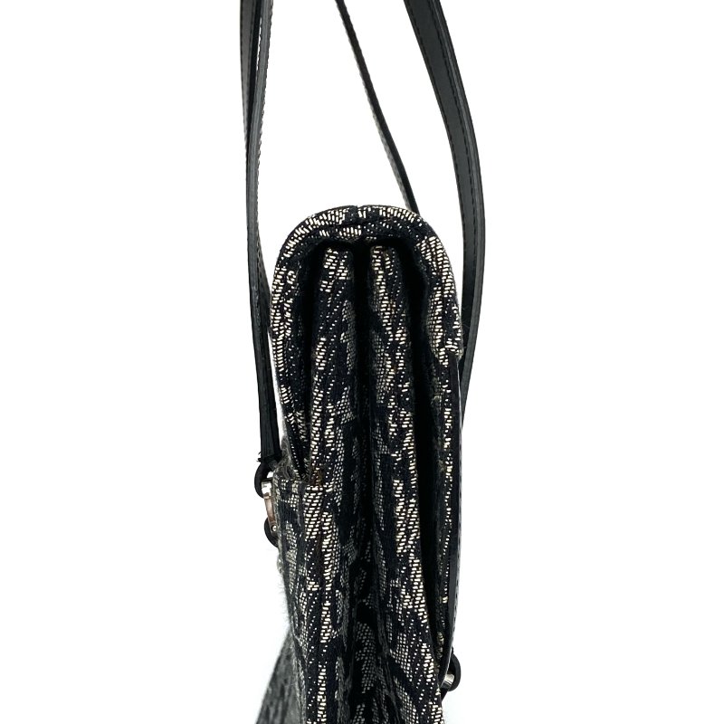 ☆Christian Dior 迪奧 Black Trotter Canvas Saddle Tote Bag 黑色老花帆布馬鞍托特袋 - 257025696-5