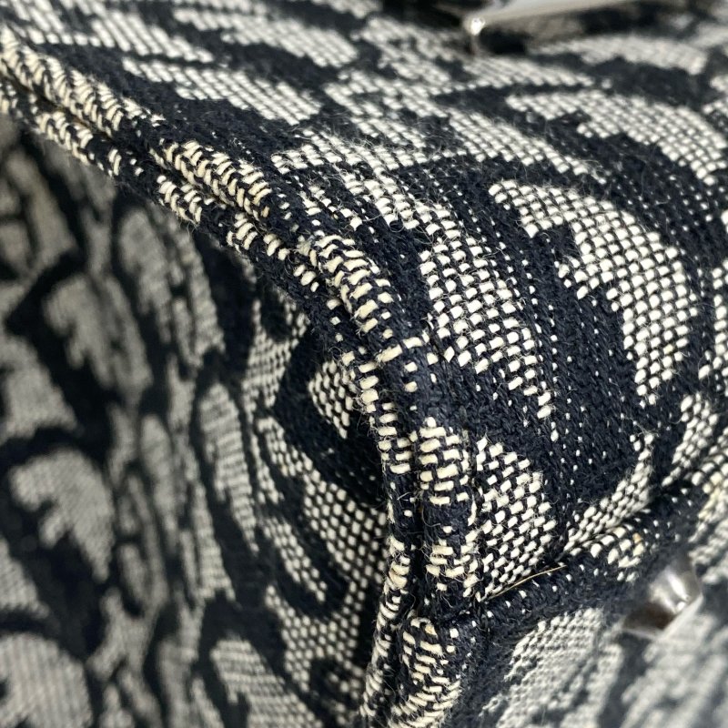 ☆Christian Dior 迪奧 Black Trotter Canvas Saddle Tote Bag 黑色老花帆布馬鞍托特袋 - 257025696-10