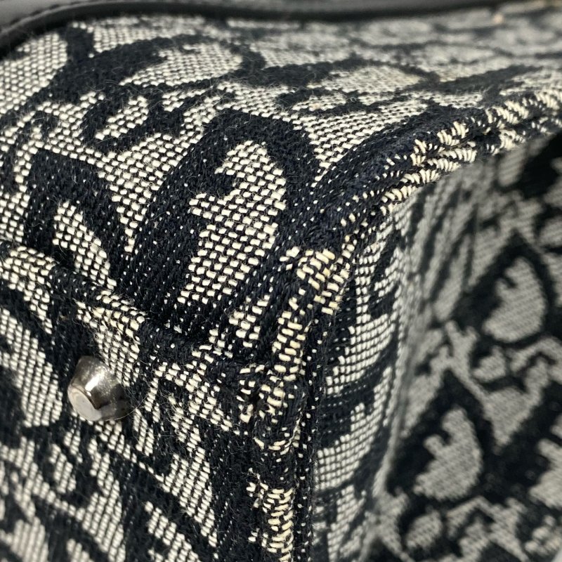 ☆Christian Dior 迪奧 Black Trotter Canvas Saddle Tote Bag 黑色老花帆布馬鞍托特袋 - 257025696-11