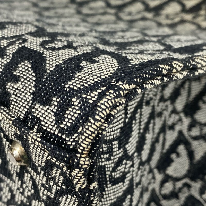 ☆Christian Dior 迪奧 Black Trotter Canvas Saddle Tote Bag 黑色老花帆布馬鞍托特袋 - 257025696-12