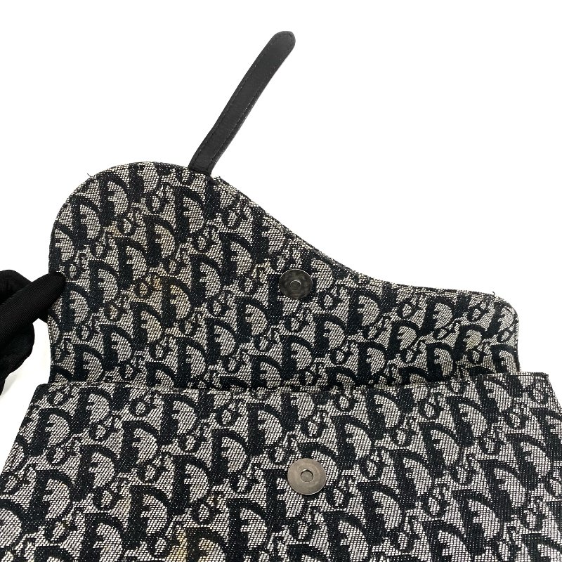 ☆Christian Dior 迪奧 Black Trotter Canvas Saddle Tote Bag 黑色老花帆布馬鞍托特袋 - 257025696-14