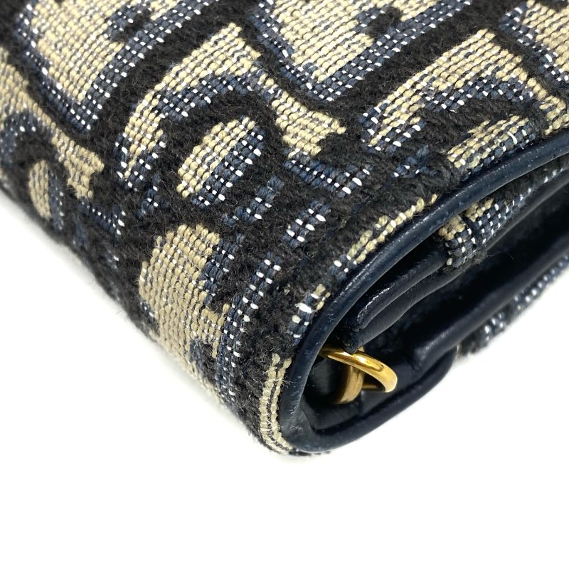 ☆ Christian Dior 迪奧 Navy Canvas Oblique Saddle Wallet on Chain 深藍色老花帆布鏈條銀包 - 257025825-8