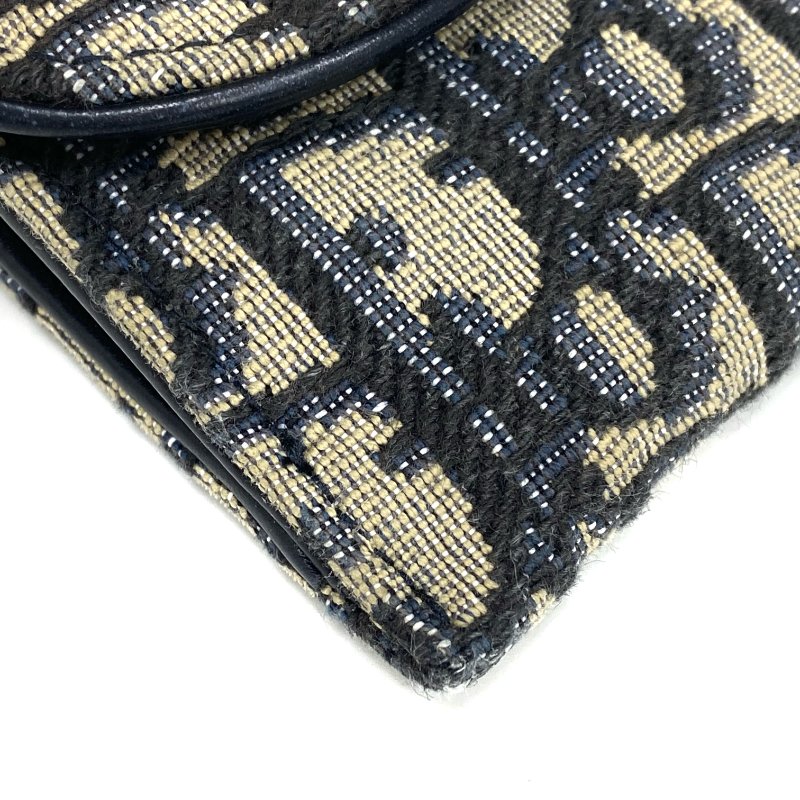 ☆ Christian Dior 迪奧 Navy Canvas Oblique Saddle Wallet on Chain 深藍色老花帆布鏈條銀包 - 257025825-9