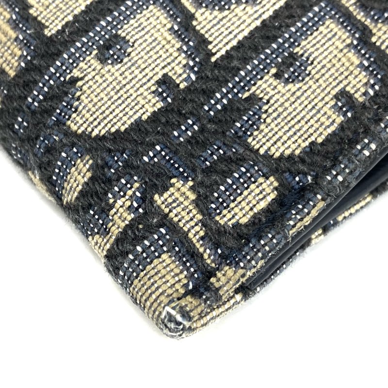 ☆ Christian Dior 迪奧 Navy Canvas Oblique Saddle Wallet on Chain 深藍色老花帆布鏈條銀包 - 257025825-10
