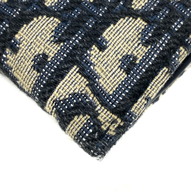 ☆ Christian Dior 迪奧 Navy Canvas Oblique Saddle Wallet on Chain 深藍色老花帆布鏈條銀包 - 257025825-12
