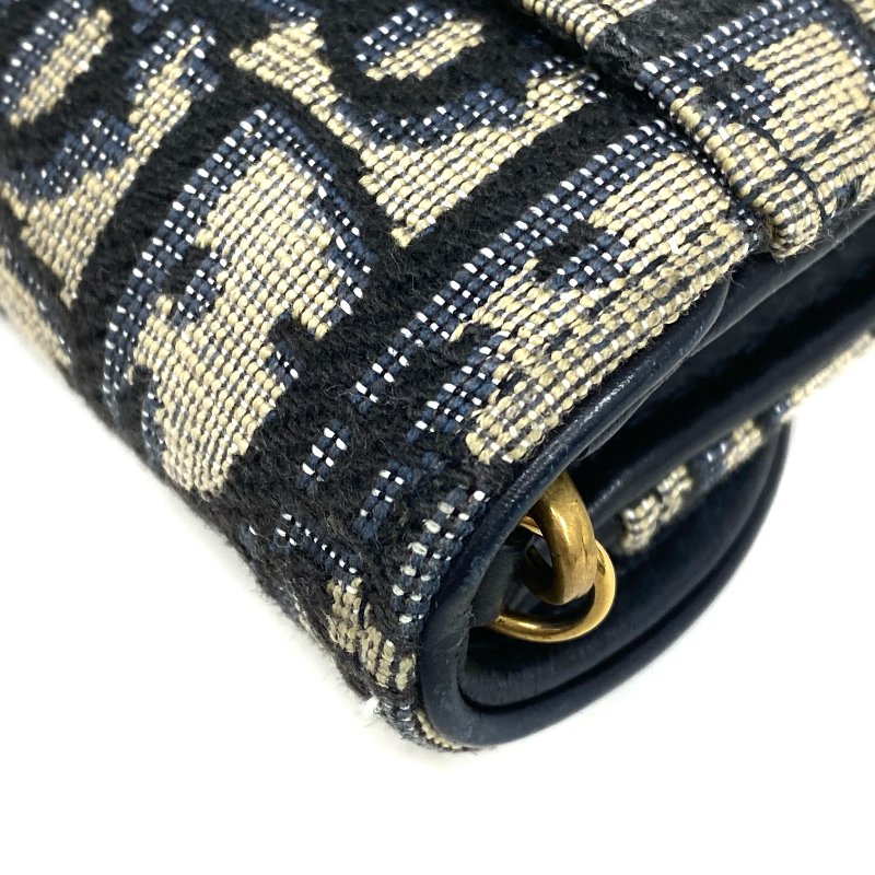 ☆ Christian Dior 迪奧 Navy Canvas Oblique Saddle Wallet on Chain 深藍色老花帆布鏈條銀包 - 257025825-14