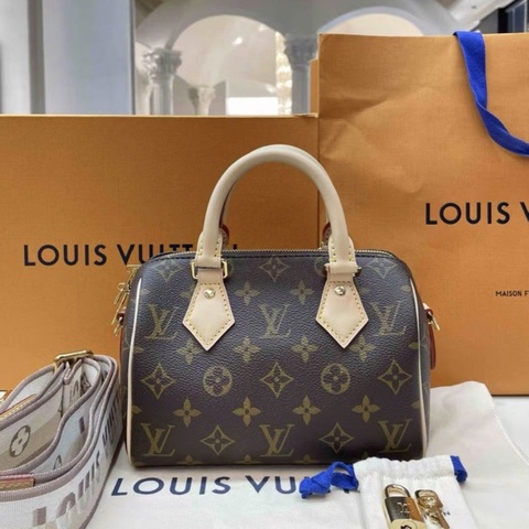 【2025年12月購證 99新大全套✨】LV speedy 20 經典老花手提斜挎包肩帶芯片款
