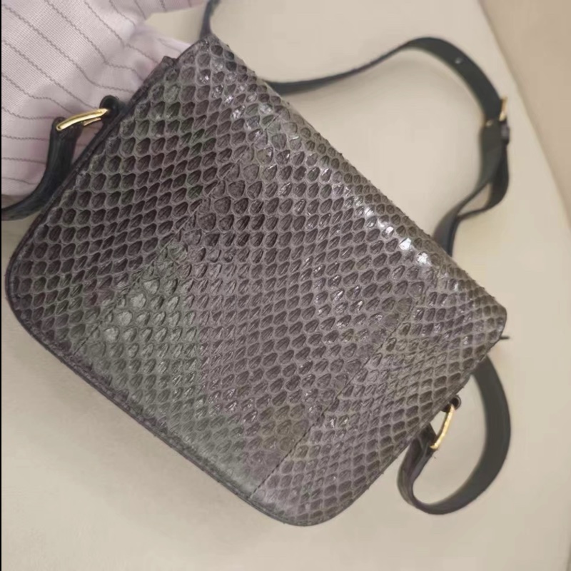Celine • 經典凱旋門灰咖色水蛇皮包 小號 原價近20萬-2