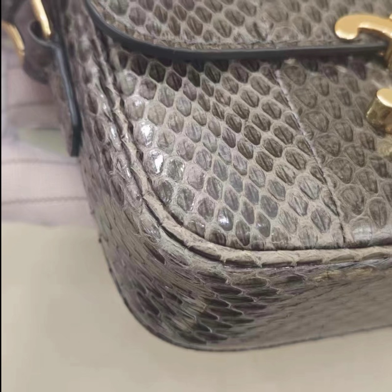 Celine • 經典凱旋門灰咖色水蛇皮包 小號 原價近20萬-6