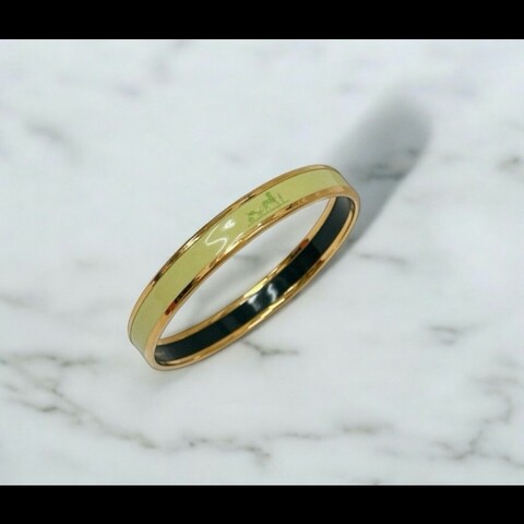 Hermes草綠色細版小馬僮琺瑯手環