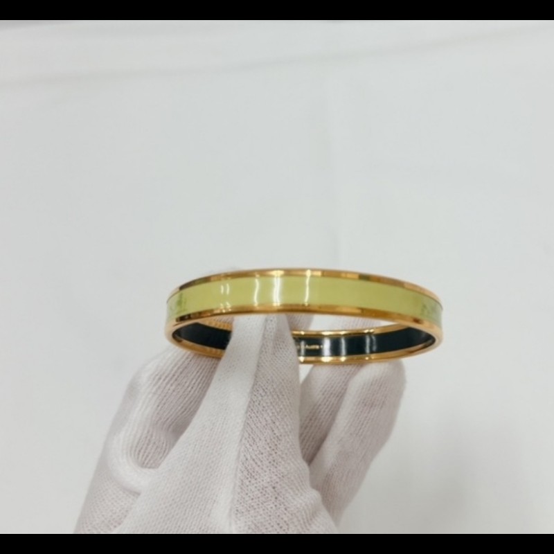 Hermes草綠色細版小馬僮琺瑯手環-6