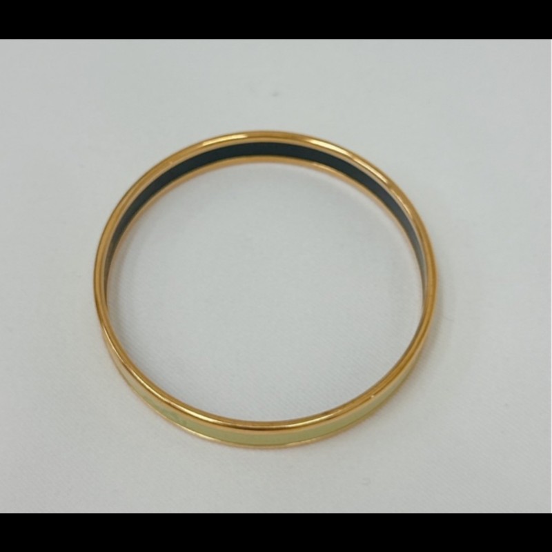 Hermes草綠色細版小馬僮琺瑯手環-10