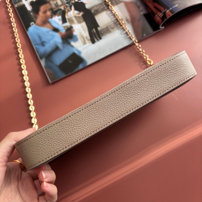 ::LOUIS VUITTON:: LV M82610 Félicie Pochette 斑鳩灰色皮革壓花紋 WOC三合一 金鏈斜背包-2