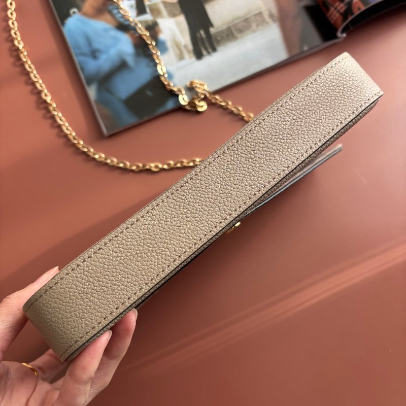 ::LOUIS VUITTON:: LV M82610 Félicie Pochette 斑鳩灰色皮革壓花紋 WOC三合一 金鏈斜背包-6