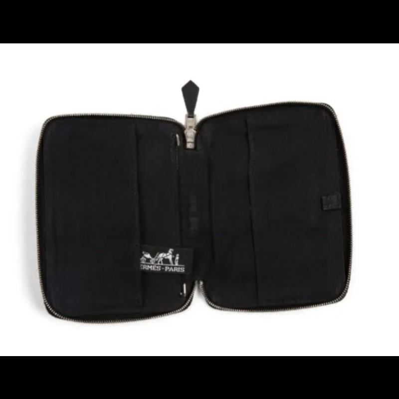 HermesHerline 灰色帆布拉鍊錢包記事本套-4