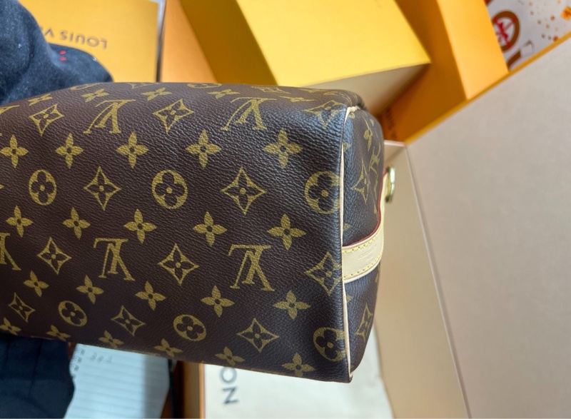 【2026年1月購證 全新大全套✨】LV Speedy25 經典老花手提斜挎包搭黑色肩帶芯片款-7