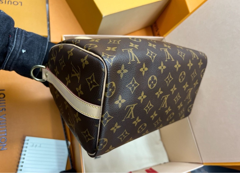 【2026年1月購證 全新大全套✨】LV Speedy25 經典老花手提斜挎包搭黑色肩帶芯片款-8