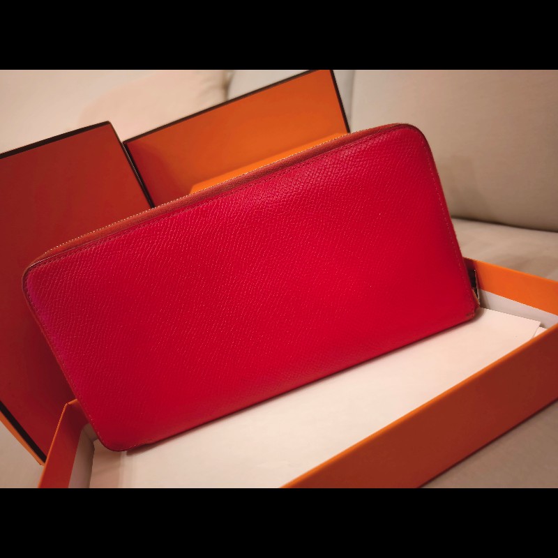 Hermes 紅色絲巾長夾-1