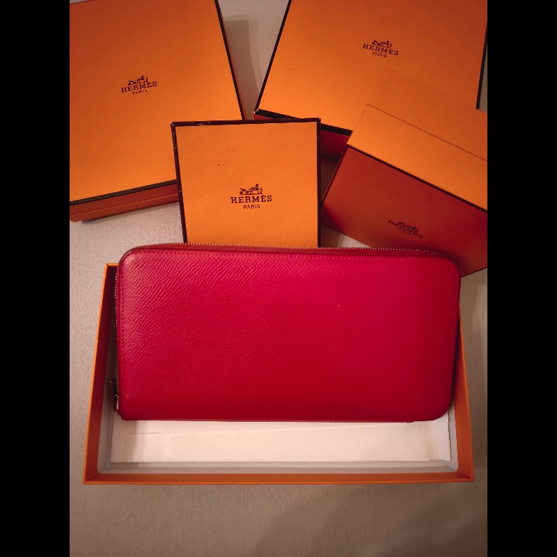 Hermes 紅色絲巾長夾-2