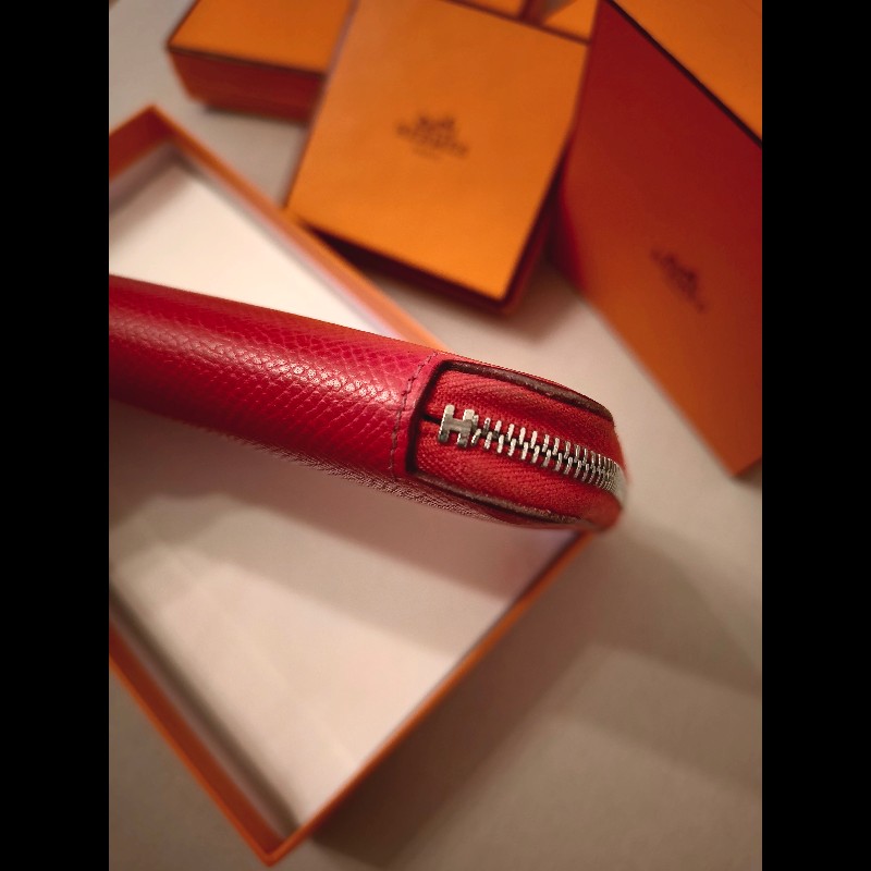 Hermes 紅色絲巾長夾-3