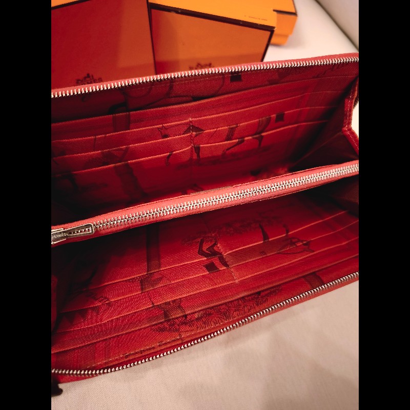 Hermes 紅色絲巾長夾-4