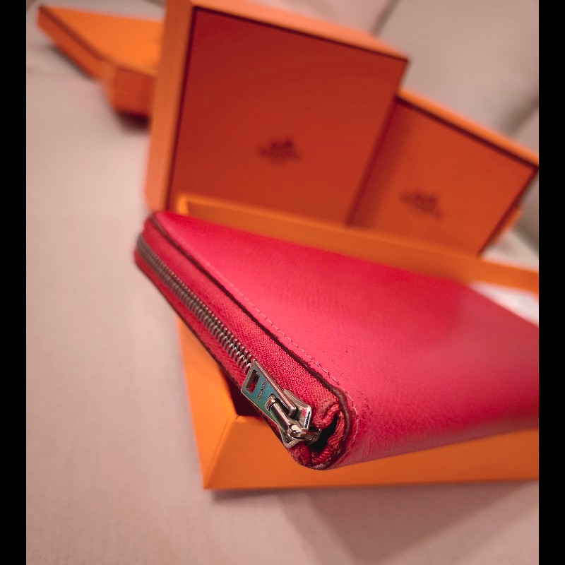 Hermes 紅色絲巾長夾-8