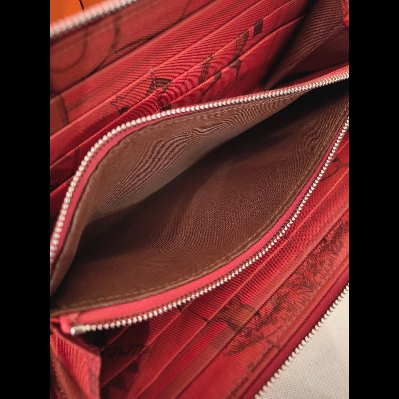 Hermes 紅色絲巾長夾-13