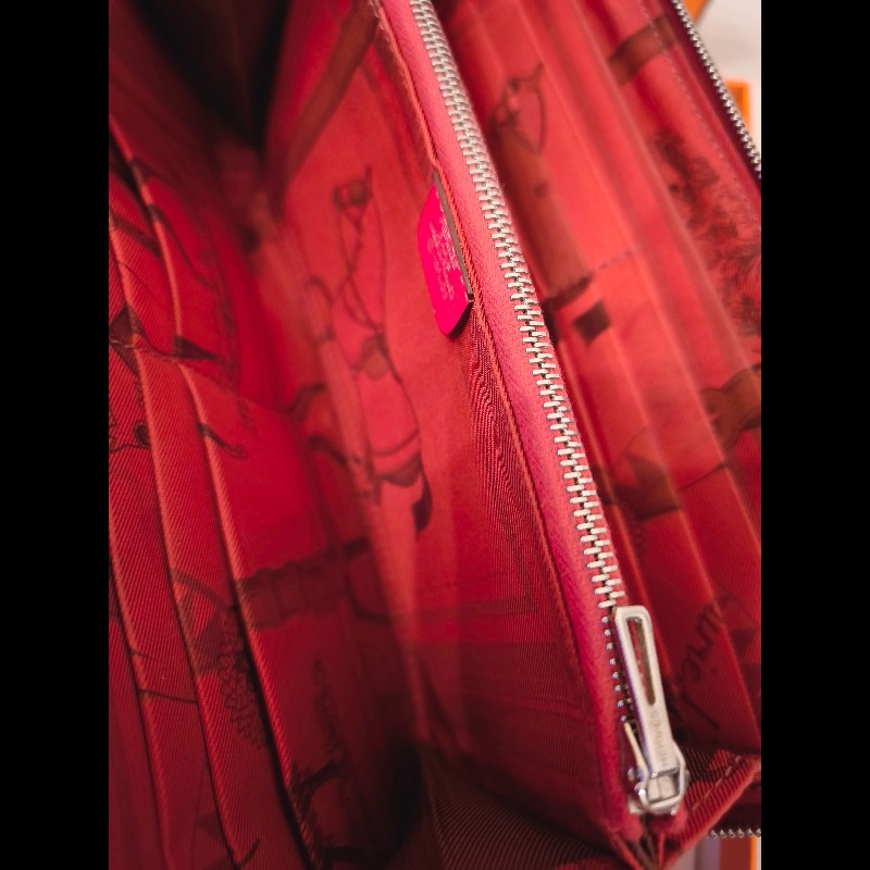 Hermes 紅色絲巾長夾-14