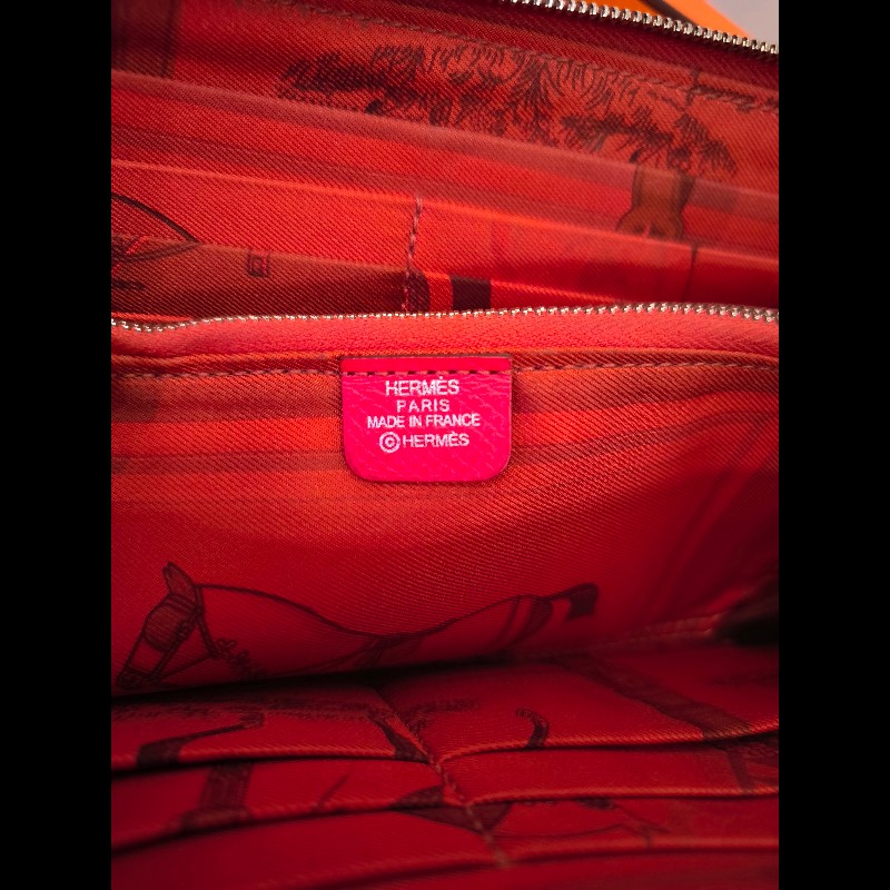 Hermes 紅色絲巾長夾-16