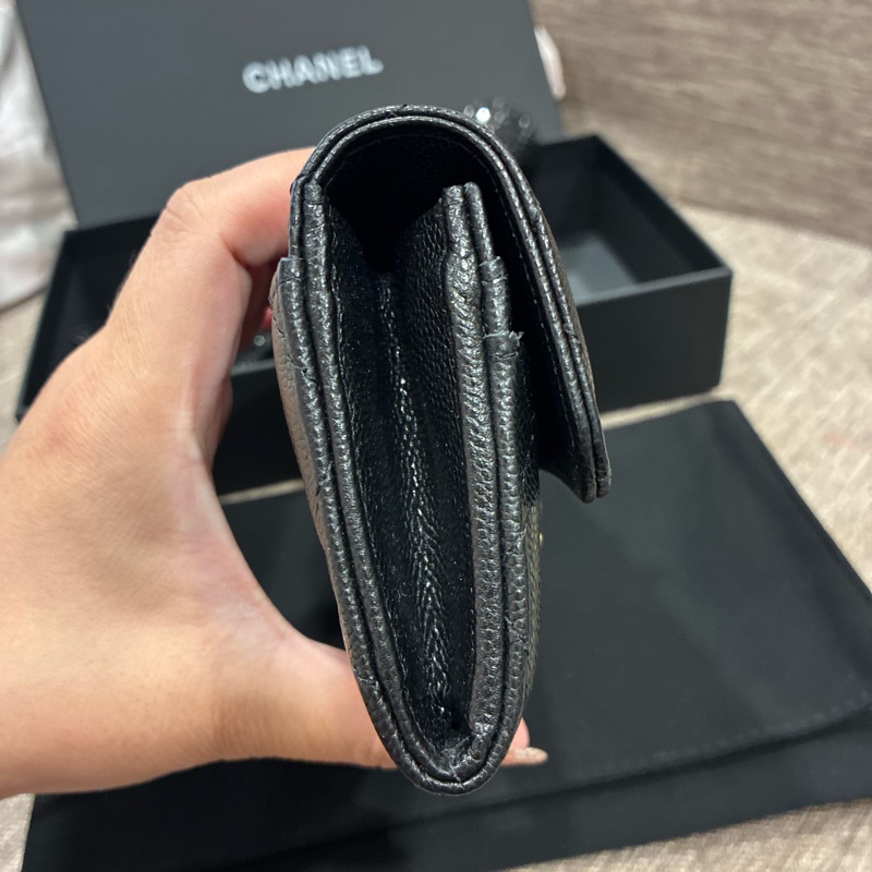 誰在找👀熱騰騰🔥香奈兒chanel黑色小皮件 荔枝皮 中夾 扣式 🇹🇼26年1🈷️票-7