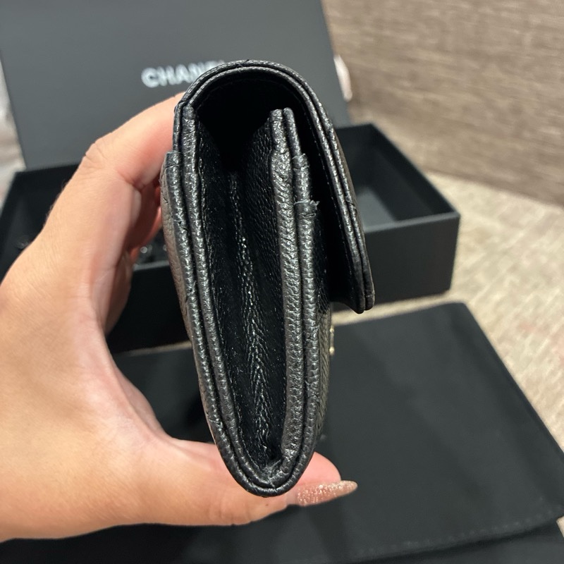 誰在找👀熱騰騰🔥香奈兒chanel黑色小皮件 荔枝皮 中夾 扣式 🇹🇼26年1🈷️票-8