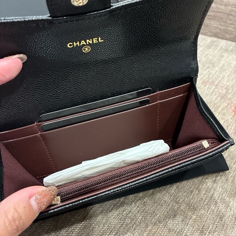 誰在找👀熱騰騰🔥香奈兒chanel黑色小皮件 荔枝皮 中夾 扣式 🇹🇼26年1🈷️票-9