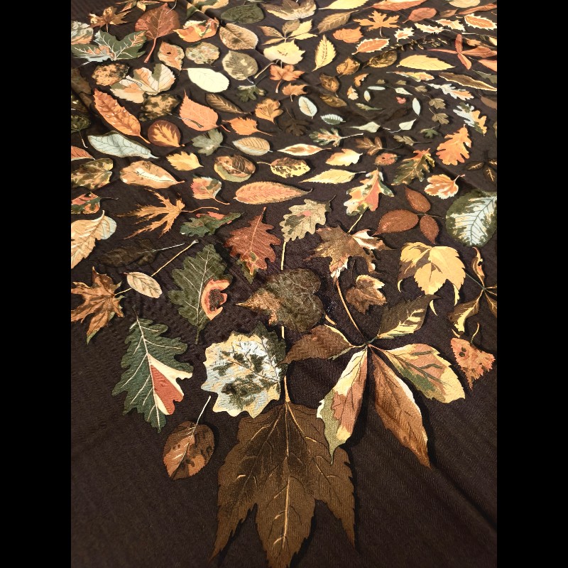 Hermes咖底落葉喀什米爾大披肩-4