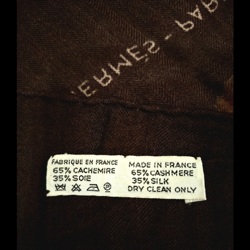 Hermes咖底落葉喀什米爾大披肩-7