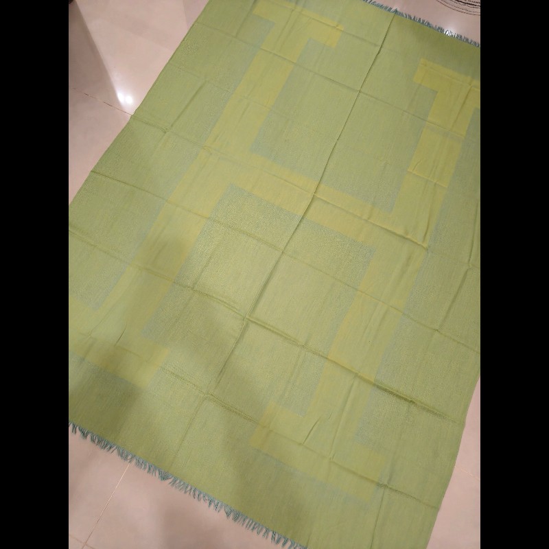 HermesH字樣綠色喀什米爾大披肩-2