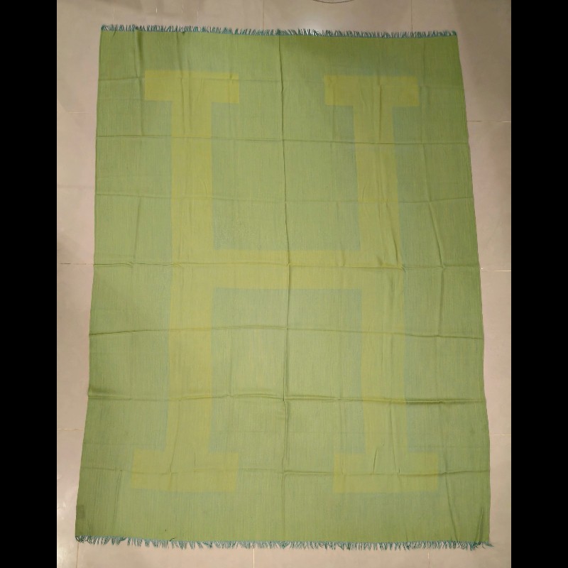 HermesH字樣綠色喀什米爾大披肩-5