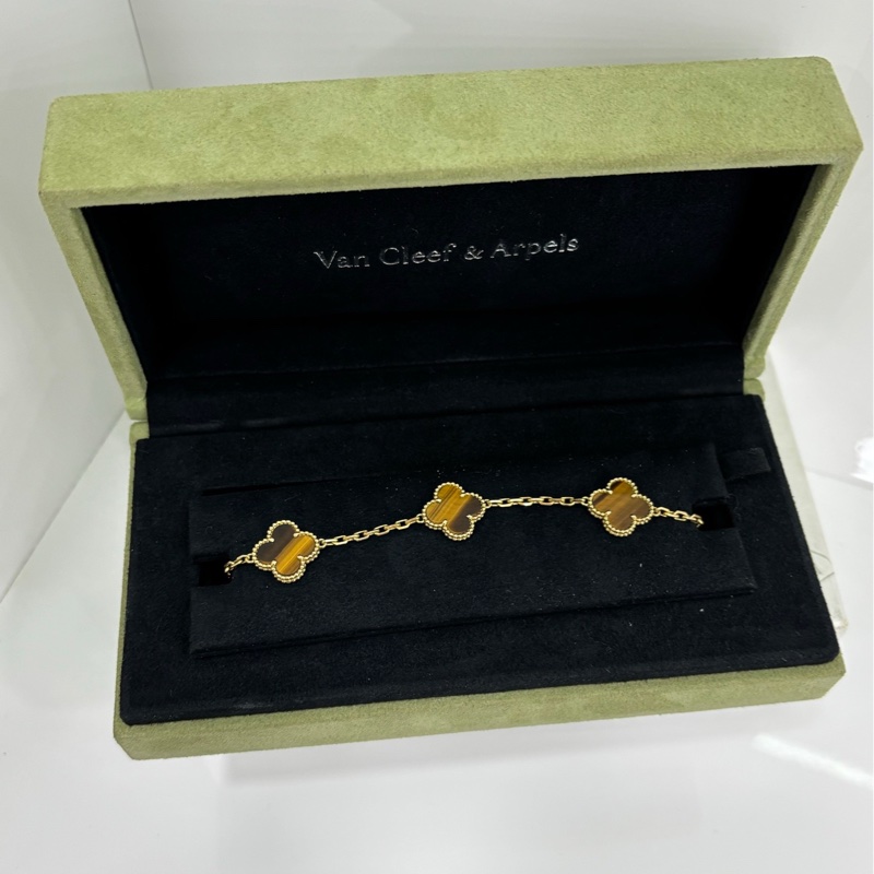 VCA / Van Cleef & Arpels 梵克雅寶Vintage Alhambra®系列虎眼石五花手鍊,四葉草手鍊。寓意財富,招財款手鍊必入它 2015年 沒卡-2
