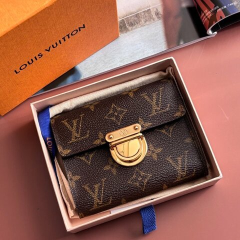::LOUIS VUITTON:: LV M58013 Monogram經典花紋 曼哈頓釦式短夾