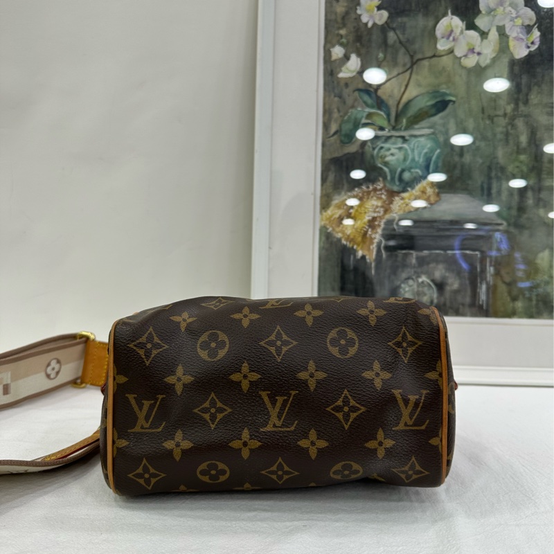 Lv 路易威登speedy20老花米色奶茶色肩帶 97新 晶片款 晶片失效 未掃出晶片-5