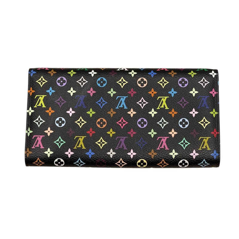 LOUIS VUITTON 路易威登 M93746 PORTEFEUILLE SARAH 長夾 PVC帆布 黑三彩老花 金釦-1