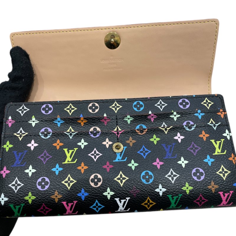 LOUIS VUITTON 路易威登 M93746 PORTEFEUILLE SARAH 長夾 PVC帆布 黑三彩老花 金釦-13