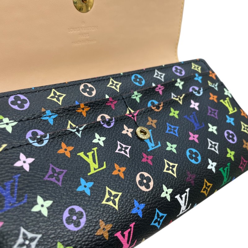 LOUIS VUITTON 路易威登 M93746 PORTEFEUILLE SARAH 長夾 PVC帆布 黑三彩老花 金釦-14