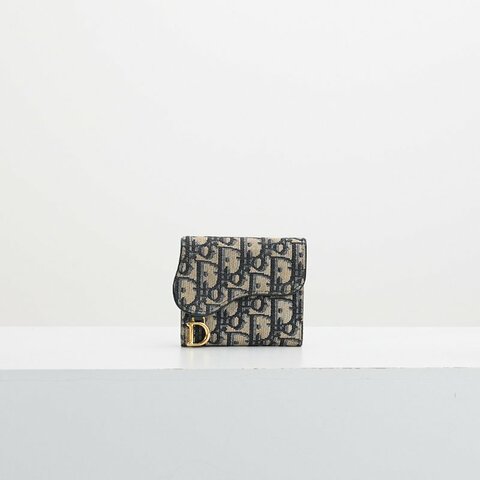 二手DIOR saddle 馬鞍短夾/老花