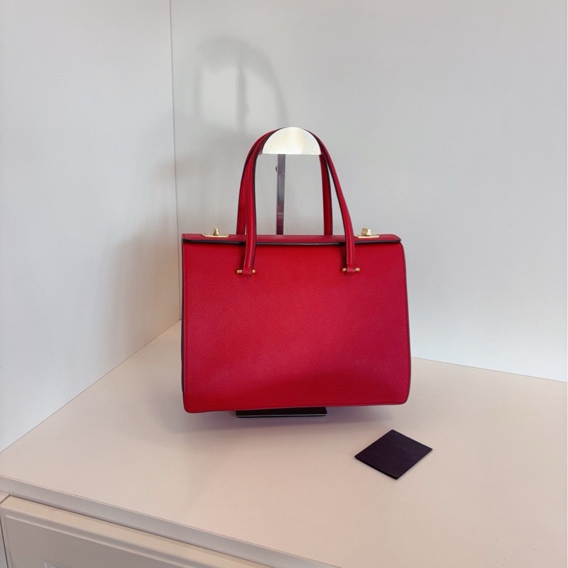 【98新🆕】Prada 紅金十字紋全皮 手提包-0