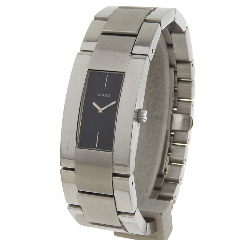 Gucci GUCCI 4600米不鏽鋼石英模擬顯示男士腕錶,黑色錶盤-1