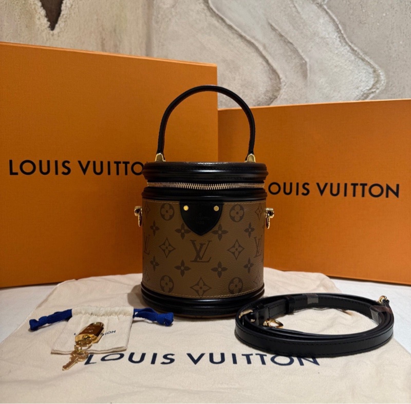 【全新大全套 送禮 12月收據】LV Cannes老花發財桶-1