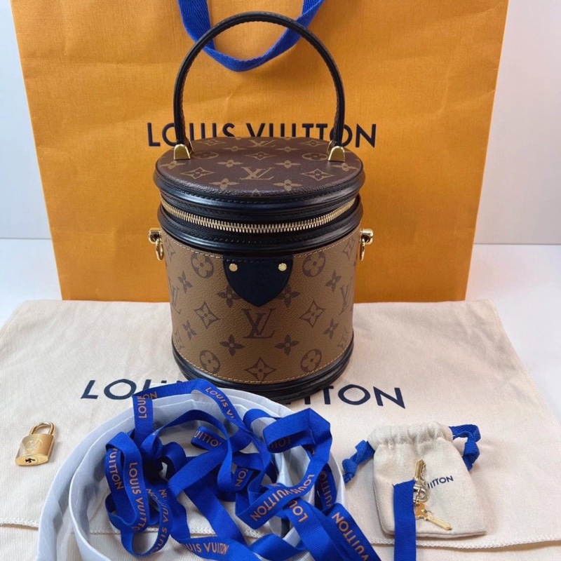 【全新大全套 送禮 12月收據】LV Cannes老花發財桶-6