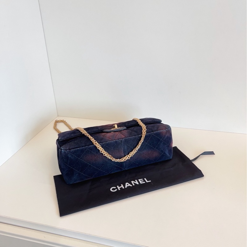 【98新🆕】Chanel 重工限量✨菱格絲絨雙蓋金扣2.55 扎染幻彩色 單肩包-4