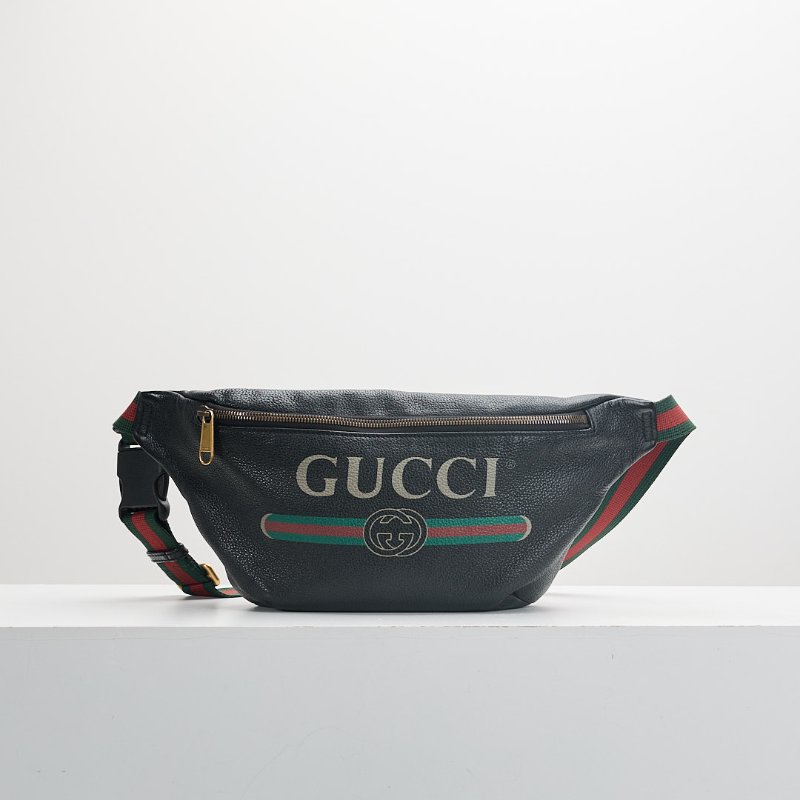 二手Gucci 黑色大款腰包-0
